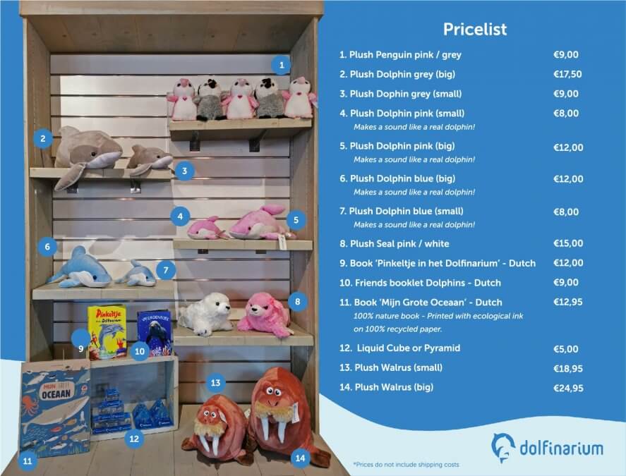 Souvenirs and pricelist